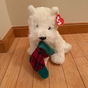 TY Classic Beanie Baby Dog With Stocking Christmas Holiday plush 11”